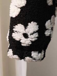 SHEIN Tween Girl Floral Printed Zipper Jacket With Long Sleeves