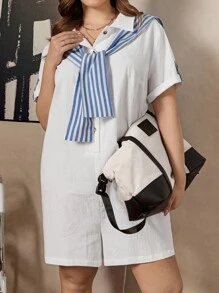 Zelara Plus Size Casual Commuter Striped Jumpsuit With Blue And White Shawl Suitable For Spring And Summer Outings High-Quality Fabrics Fall Clothes For Women Old Money Style Women Going Out Tops For Women - Blue and White - View 2