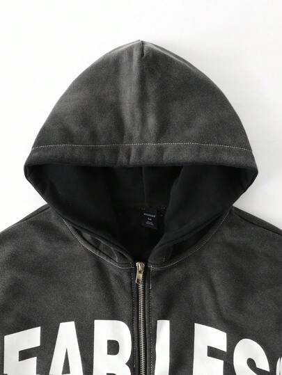 Street Life Sudadera estampada lavada para hombre, estilo holgado y corto, otoño