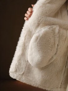 女士秋冬棕色无袖复古别致仿皮草背心，配双扣腰带，优雅正式派对外套 - 棕色 - 查看 12