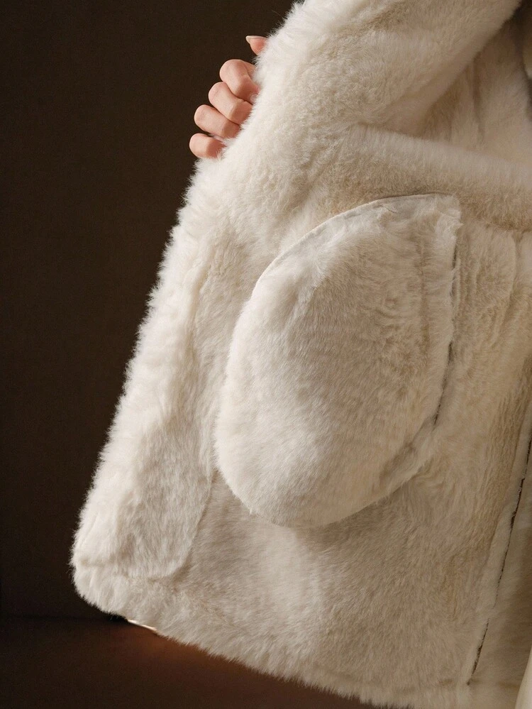 Chaleco sin mangas de piel sintética marrón con cinturón de doble hebilla en la cintura, elegante prenda exterior para fiestas formales, estilo retro chic para mujer en otoño/invierno