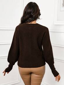 Xyvia 秋冬链条装饰羊腿袖开衫 咖啡色 - 咖啡棕 - 查看 2