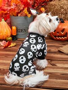 PETSIN Monos de esqueleto negro para mascotas en Halloween