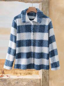 Rusticease Women's Plaid Contrast Color Long Sleeve Single-Breasted Casual Versatile Country Fall Winter New Year Coat - Multicolor - View 4