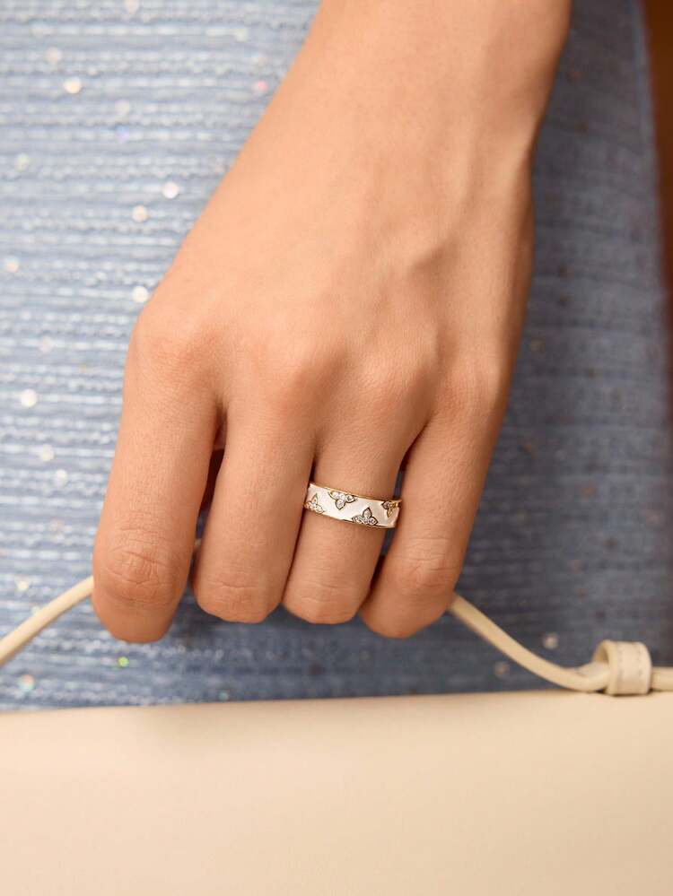18K GOLD PLATED MICRO-INLAID ZIRCONIA RING