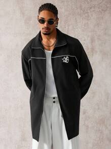 Manfinity Homme Cortavientos de hombre de media longitud con estampado de letras - Negro - Ver 3