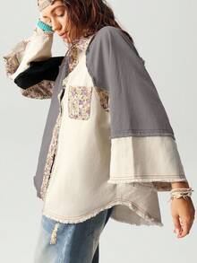 Bohemela 度假休闲宽松七分袖女式衬衫 - 彩色 - 查看 6