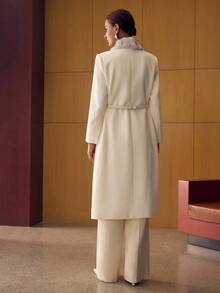 MOTF PREMIUM CONTRAST FAUX FUR BELTED OVERCOAT