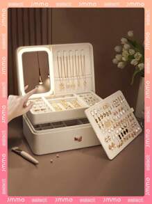 LED 紧凑型多功能 3 色可调节化妆镜和珠宝盒组合，照亮您的美丽，防水、防尘，适用于化妆品、耳环、戒指和珠宝收纳，阳光旅行凉爽返校 - 彩色 - 查看 13