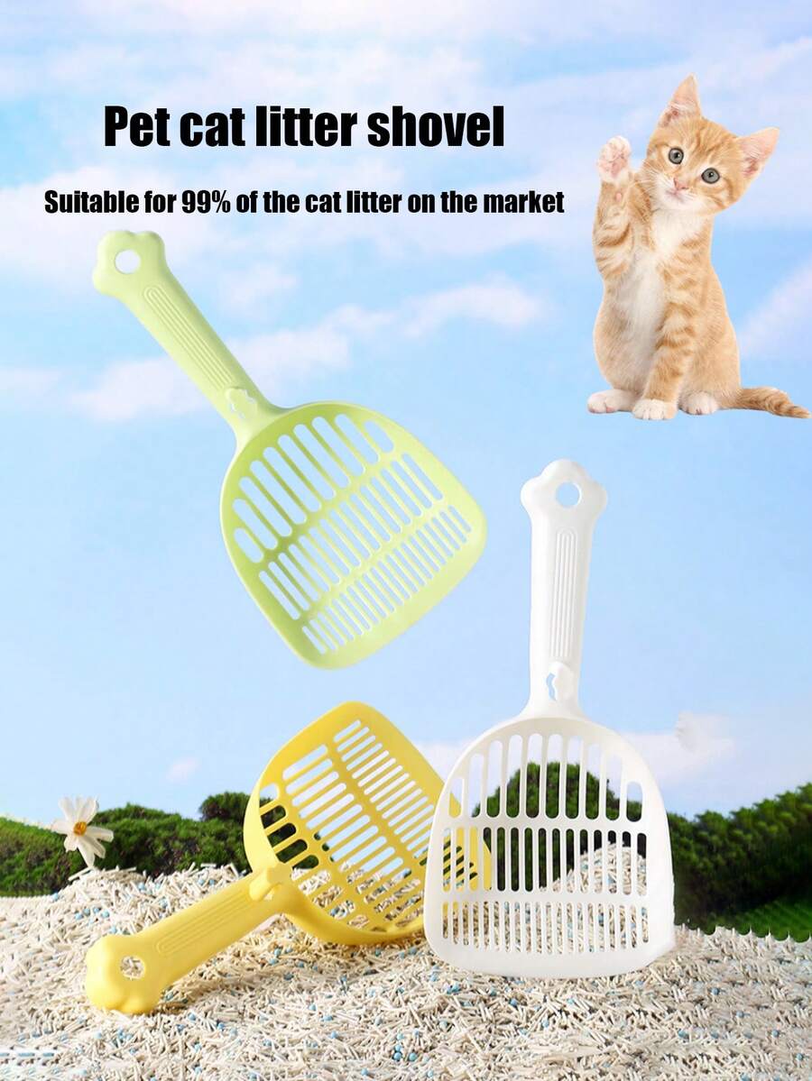 PETSIN 1 Large Pet Cat Litter Shovel, Plastic Material, Independent Hook Design, Fine Hole Long Handle Shovel, Special Cat Poop Shovel, Poop Shoveling Magic Tool, Tofu Sand Cleaning Supplies, Pet Supplies - Multicolor - View 1
