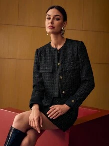 MOTF PREMIUM CHAQUETA ABOTONADA DE TWEED