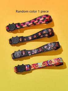 PETSIN Collar de mascota con diseño de patrones de Halloween, lindo y creativo - Multicolor - Ver 1