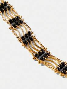 MOTF PREMIUM 18K GOLD PLATED ELEGANT PEARL BRACELET FOR WOMEN - Yellow Gold - View 7