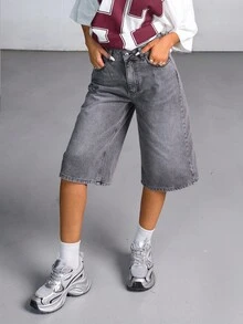 HIGH WAIST BERMUDA SHORT CASUAL STYLE Women Summer Clothing Woman S Summer Clothes Women Clothing Y2k Women Short Set - Grey - View 4