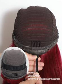 ALL READY WIG 26 英寸 99J 勃艮第无胶假发人发酒红色直发 13x4 蕾丝前假发人发预拔婴儿头发无胶 180% 密度 - S99J - 查看 6