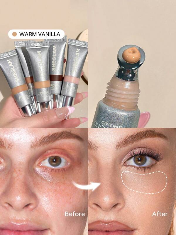 SHEGLAM Corrector Refrescante Bright Eyes-Aplicador MetáLico Refrescante De Vainilla CáLida Corrector LíQuido Mate Corrector De Color Iluminador De Cobertura Duradera Corrector Ultrahidratante Ligero Corrector De Invierno Para Navidad Y Marca Belleza Maquillaje Maquullaje CosméTica Para Mujeres NiñAs Perfecto Para Invierno Ideal Para Y2K Elegante Moda Adecuado Para CumpleañOs Regalo Fiesta Listo Mejor Color