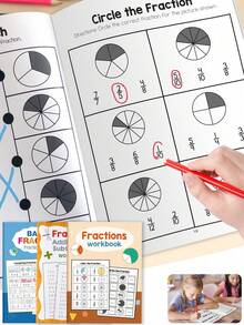 1本儿童基础分数练习册，学龄前儿童以有趣的方式由浅入深学习分数。分数墙、分数图、分数轴、分数大小比较、各种分数形式的理解、分数加减练习，是一本非常好的儿童数学学习工具书。