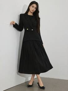 Heiryn Women's Elegant Double-Breasted Suit & Dress Set In Fall/Winter - Black - View 4