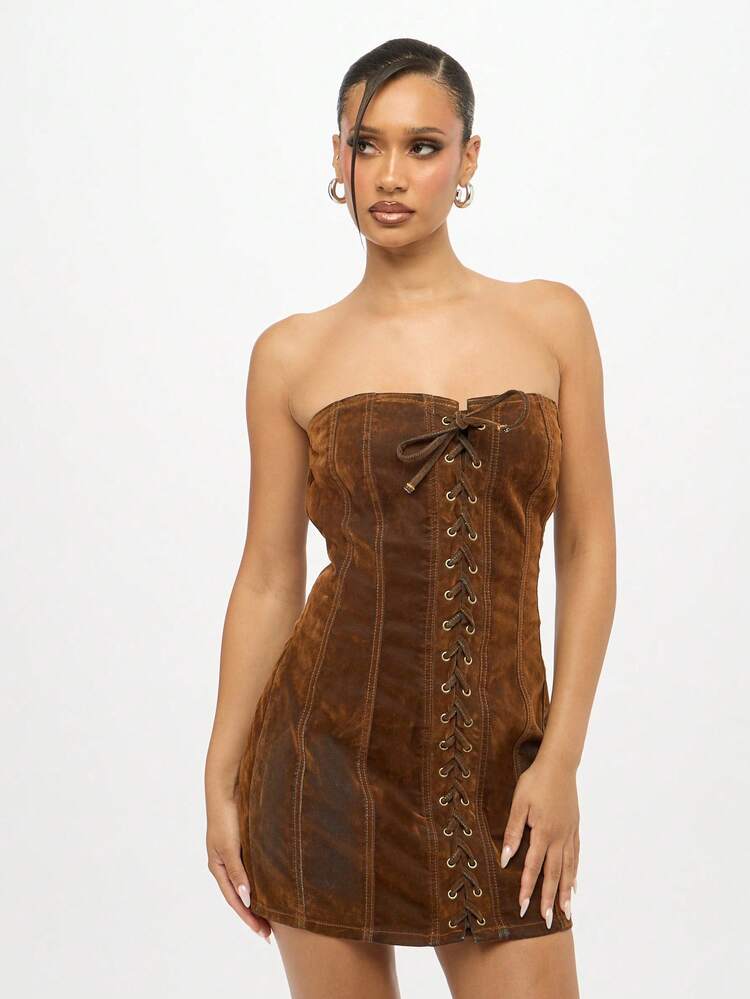 SUMWON WOMEN Mini abito stile corsetto con dettaglio di allacciatura frontale