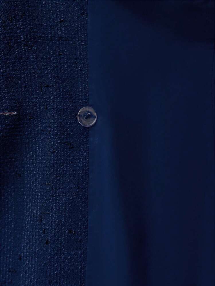 LAPEL COLLAR CONTRAST TRIM DOUBLE BREASTED BLAZER