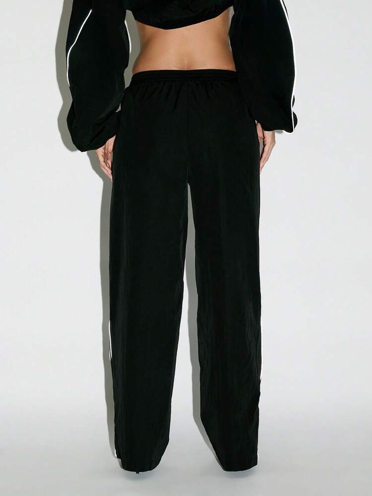 KIZN Velvet Wide Leg Pants With Reflective Side Stripes