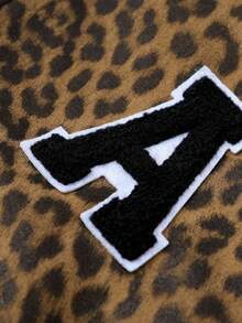 ROMWE MEN Street Life 男士街头美式豹纹字母贴片仿羊毛背心 - 藍色 - 查看 5