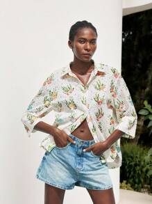 Maija Áo kiểu nữ casual in họa tiết rỗng thêu toàn thân, áo đi nghỉ mát, áo đi biển, áo nữ đi chơi, áo sơ mi cài nút, áo nữ dễ thương, áo nữ hài hước, áo nữ dễ thương, áo nữ Kawaii, áo đi nghỉ mát, áo nữ đi chơi, áo sơ mi cài nút, áo nữ phong cách Boho, áo nữ phong cách Bohemian. - màu xanh lá - Xem 5