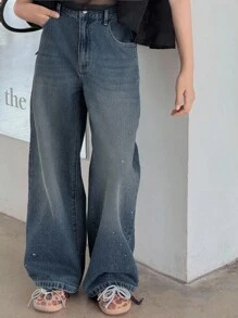 Dazy Kids Tween Girls Denim Jeans Wide Leg Jeans With Rhinestones Girls Baggy Jeans - Dark Wash - View 2