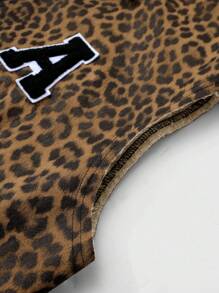 ROMWE MEN Street Life 男士街头美式豹纹字母贴片仿羊毛背心 - 藍色 - 查看 7