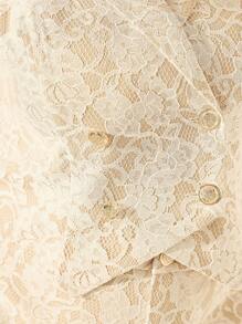 SHEIN MOD Plus Size 2 Pieces Set : White Lace Patchwork Apricot Vest And Long Pants, Elegant For Commuting And Everyday Wear,Teacher Outfits For Women,Back To School Clothes - Apricot - View 4