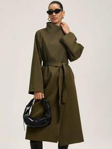 Aveloria New Korean Style Casual High-End Cinched Waist Long Trench Coat Fall Winter Cloth For Women