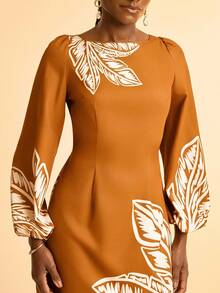 CAJUNI 女士休闲海滩度假热带波西米亚风格花卉印花长袖露背系带短款连衣裙 - 彩色 - 查看 8