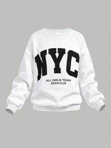 Girlism Conjunto de sudadera con capucha y sudadera para niñas preadolescentes, con estampado en inglés, sudadera de manga larga informal y gruesa, y pantalones, conjunto de 2 piezas para otoño/invierno - Multicolor - Ver 7