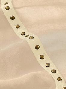 ROMWE Grunge Punk Áo ba lỗ hở lưng hở vai cổ sâu gợi cảm dành cho nữ - Màu Khaki - Xem 4