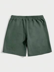 Manfinity VCAY Men Letter Patched Drawstring Waist Shorts - Army Green - View 2