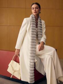 MOTF PREMIUM CONTRAST FAUX FUR BELTED OVERCOAT