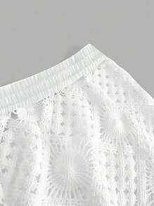 AXEPEAK 春夏男士钩针蕾丝刺绣镂空设计裤 - 白色 - 查看 4