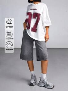 HIGH WAIST BERMUDA SHORT CASUAL STYLE Women Summer Clothing Woman S Summer Clothes Women Clothing Y2k Women Short Set - Grey - View 1