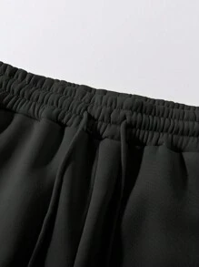 Manfinity EMRG Men's Letter Print Long Sleeve Drawstring Hoodie And Sweatpants Casual 2 Pieces Set , Fall Clothes Winter - Black - View 6