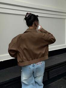 Muchica Giacca casual versatile marrone caffè da donna, autunnale