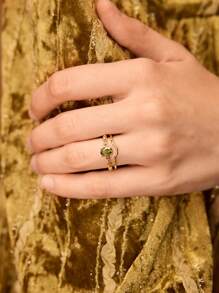 MOTF PREMIUM 18K镀金水钻开口戒指 - 金色 - 查看 5