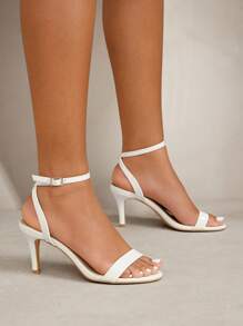 SHUZIA Women's Kitten Heel Back Strap Fashionable Sandals - White - View 3