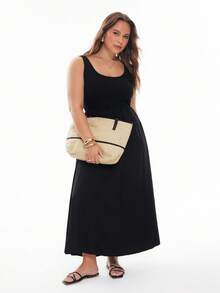 Solavibe Plus Size Women's Sleeveless Dress Black Women Dresses