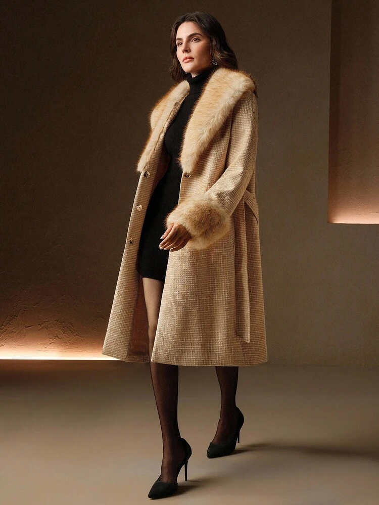 Women's Fashionable & Elegant Overcoat With Oversized Collar, Autumn/Winter
