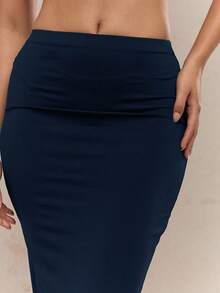 MISSGUIDED Váy Maxi Cạp Cao Ôm Sát Kiểu Dáng Ôm Sát Dài Đến Sàn Dự Tiệc Tối Trang Phục Trang Trọng Công Sở Chuyên Nghiệp Mùa Đông Thu - Màu xanh hải quân - Xem 4