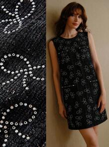 MOTF PREMIUM VESTIDO DE ZIPPER DE DETALLES CON BORDA DE RINESTONA - Negro - Ver 7