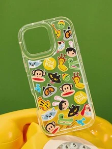 Paul Frank X SHEIN Durable And Fashionable Fun Mobile Phone Case, Air Cushion Shockproof, Printed Protective Case Design, Suitable For IPhone - Clear - View 3