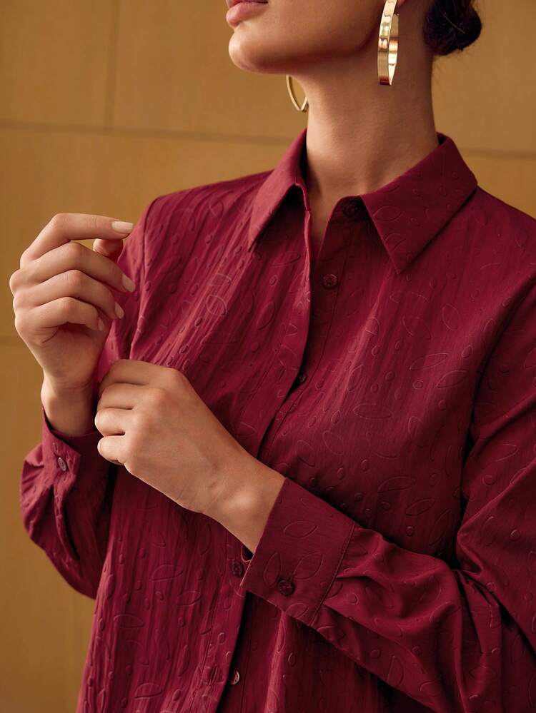JACQUARD BUTTON FRONT SHIRT