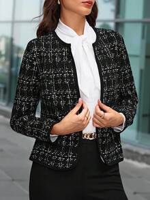 Editum 女士秋冬立领长袖夹克秋季服装秋季夹克 - 黑色 - 查看 7