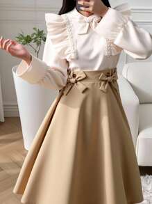 SHEIN 2 件套青少年女孩休闲时尚风格服装